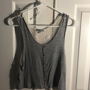 Gray tank top lace/mesh back!